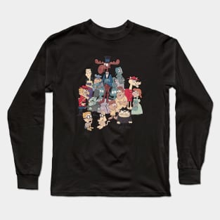 Distressed Rocky, Bullwinkle and Friends Authentic Vintage Style Long Sleeve T-Shirt